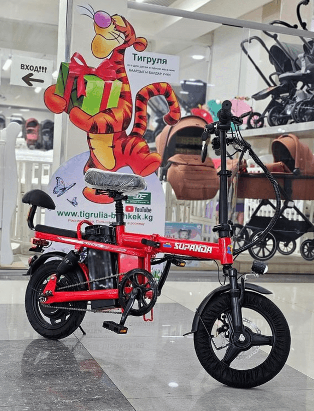 Электро-велосипед детский красный