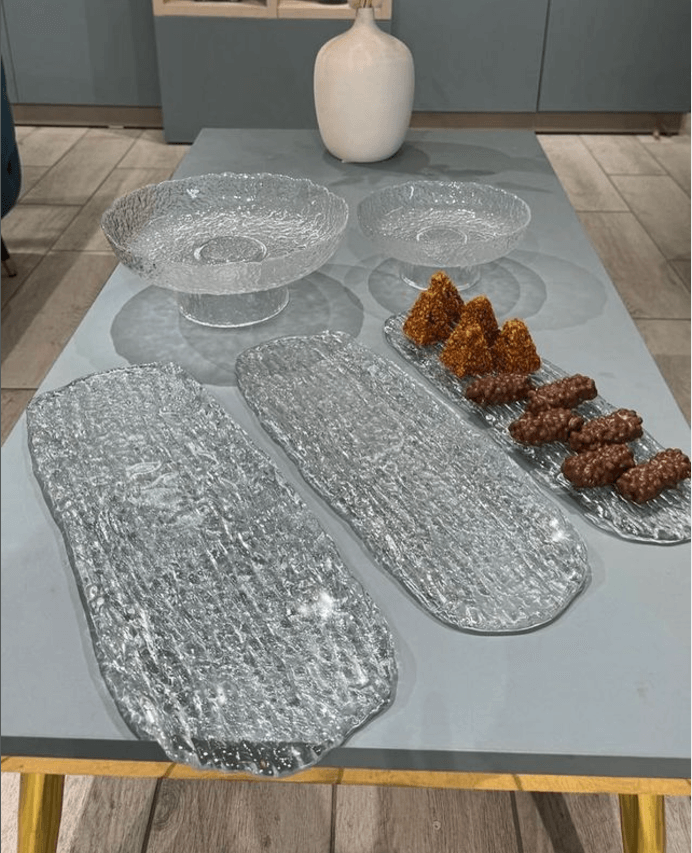 Блюдо для нарезок из серии "Мятое стекло" 48см