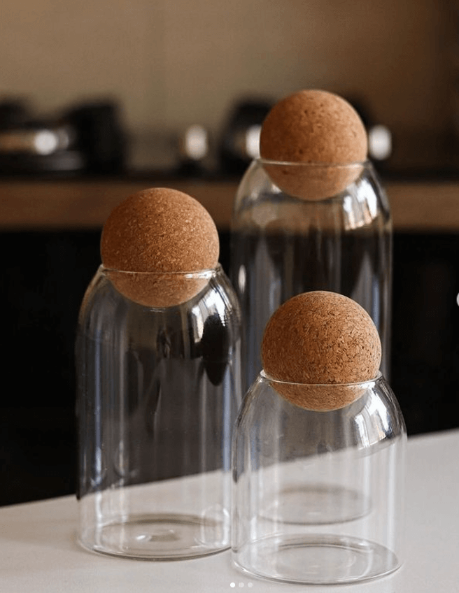 Набор стеклянных баночек с круглой крышкой з шт