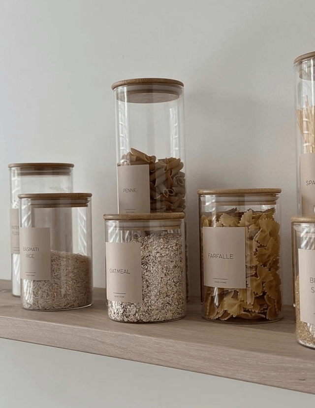 Стеклянные баночки с бамбуковой крышкой для сыпучих 900 мл