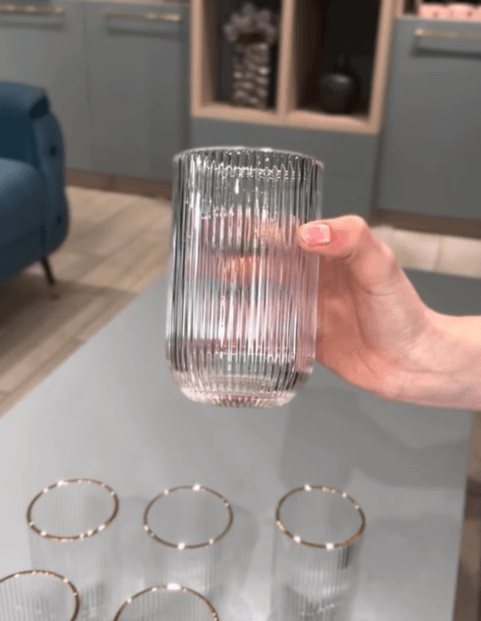 Рифленые стаканы с золотой каемкой 6 шт.