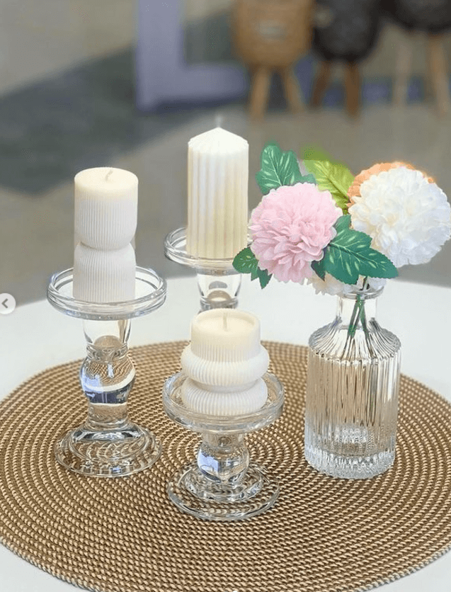 Подсвечник стеклянный/прозрачный большой