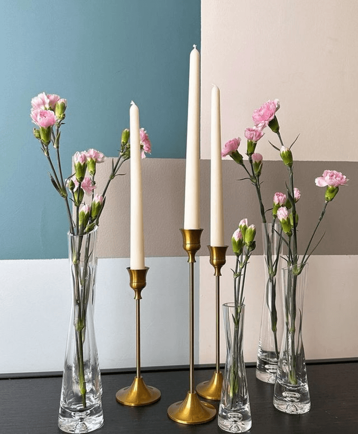 Набор 3 подсвечника+4 вазы-колбы