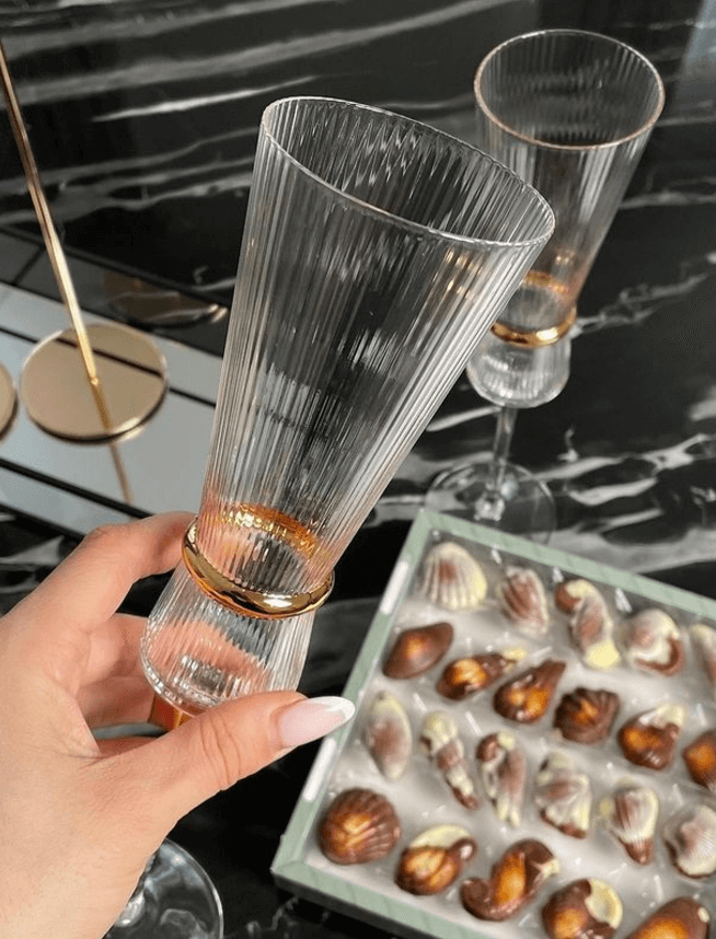 Фужеры стеклянные с золотым обручем 6шт.