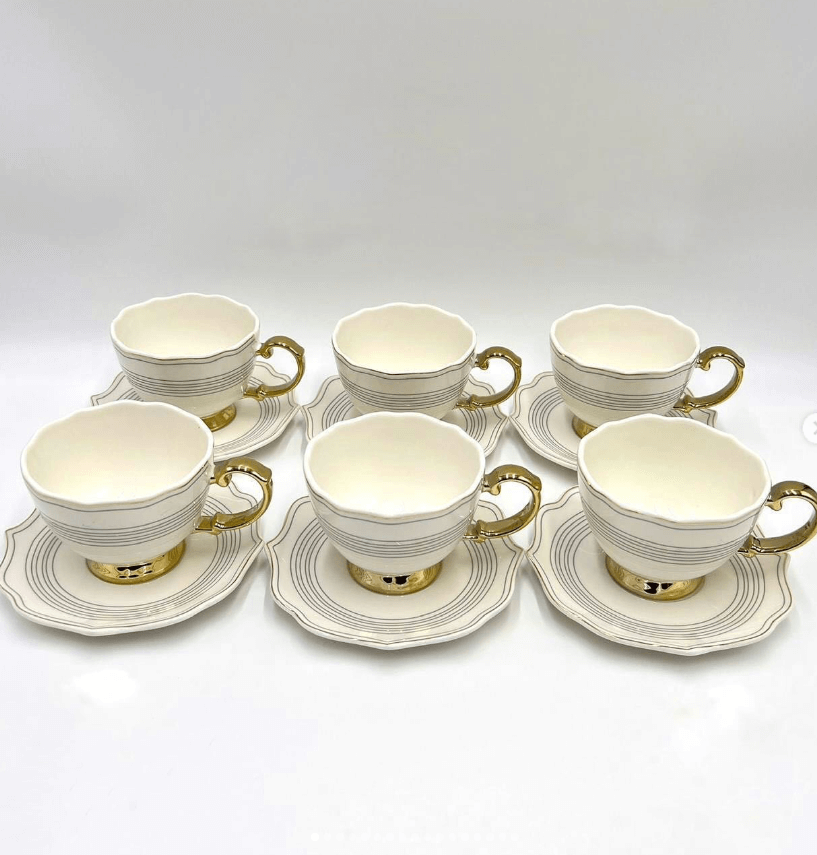 Набор чайных пар 6шт классические с орнаментами