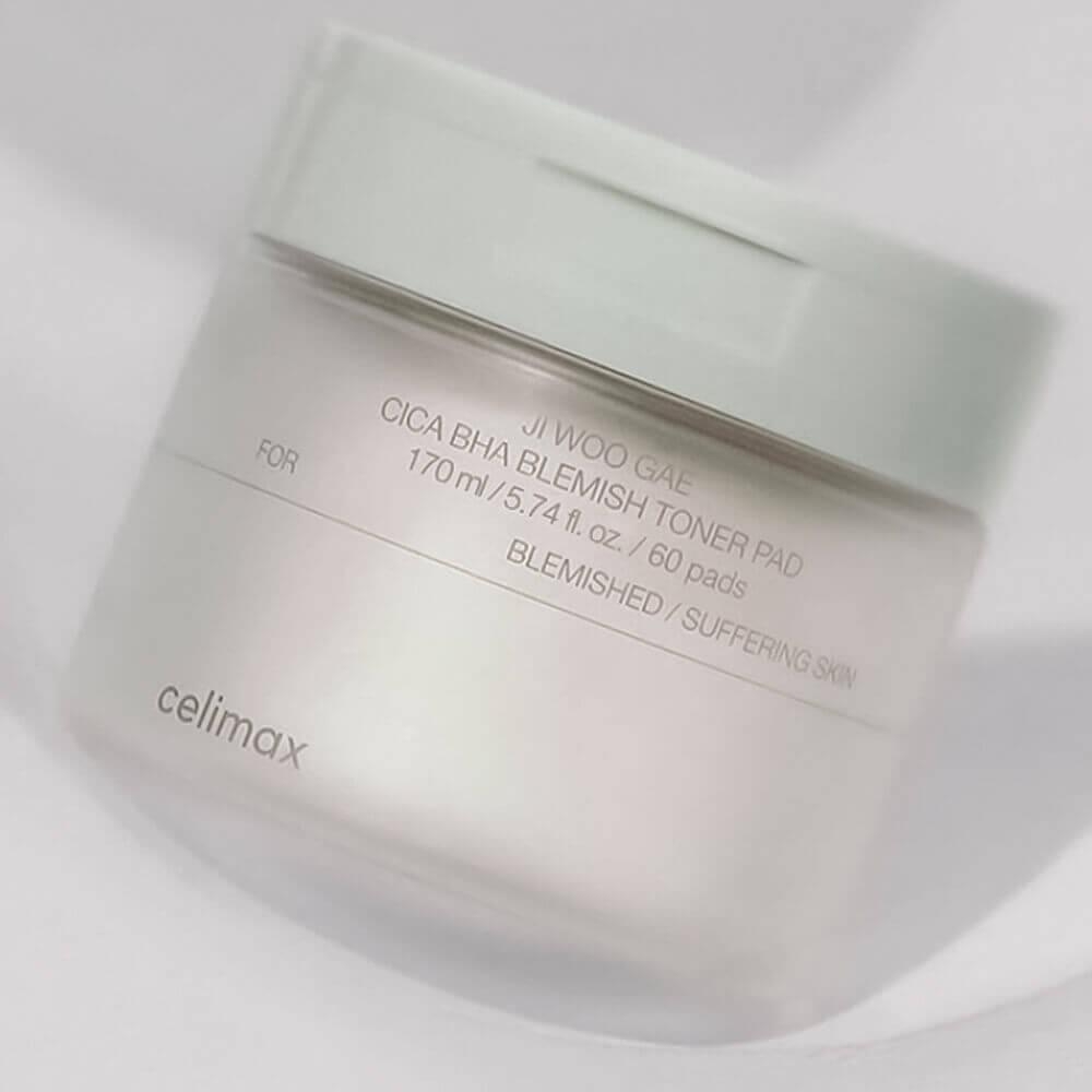 Celimax Ji Woo Gae Cica BHA Blemish Toner Pad Тонер-пэды для проблемной кожи с BHA-кислотами, 60шт