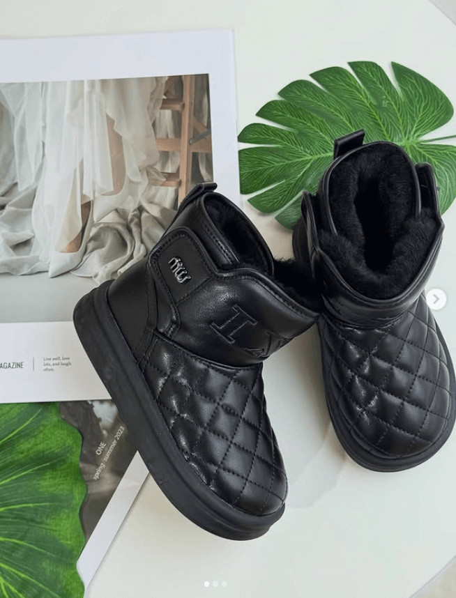 Угги детские цвет черный эко кожа