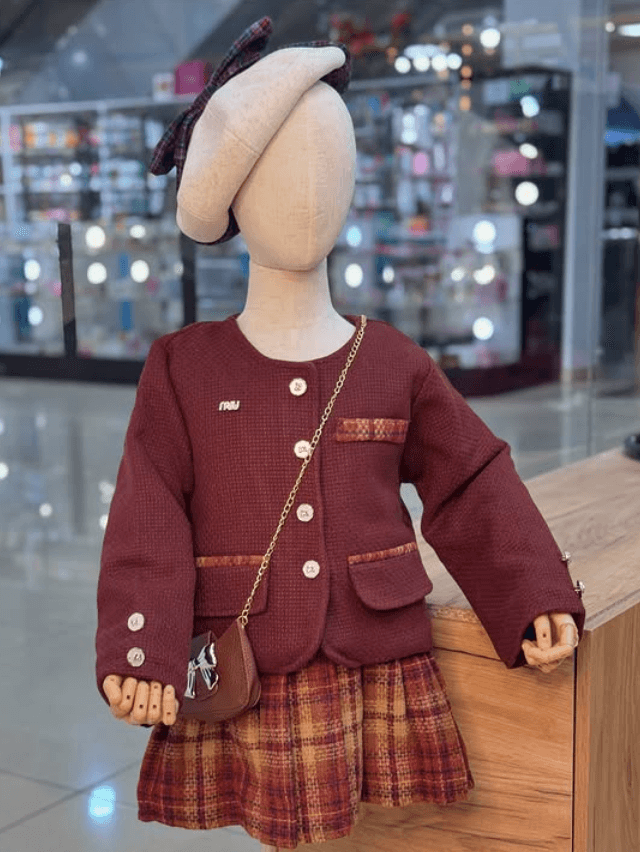 Двойка для девочки жакет+юбка бордовая