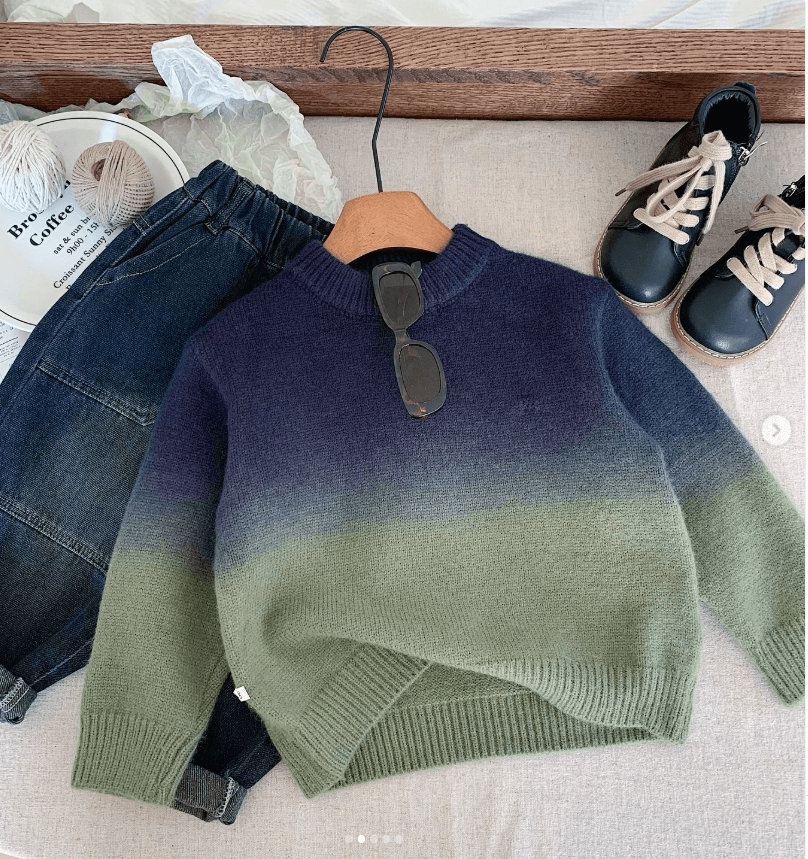 Джемпер детский сине-серый вязанный