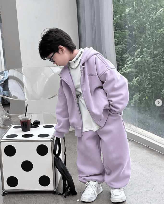 Двойка детская кофта на молнии+штаны спортивный фиоллетовый