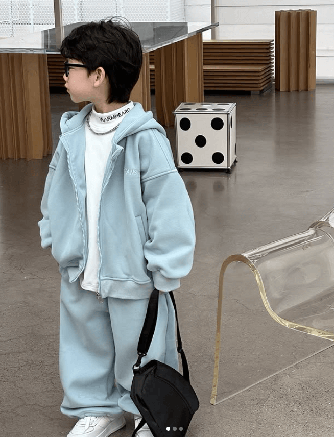 Двойка детская кофта на молнии+штаны спортивный голубой