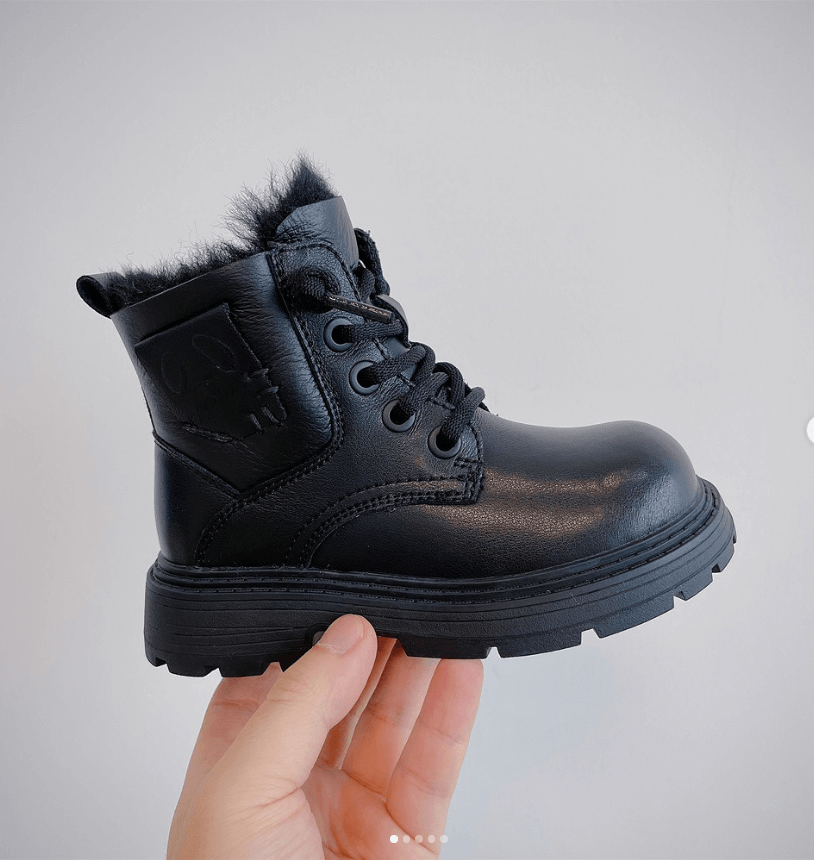 Ботинки детские зимние на молнии цвет черный