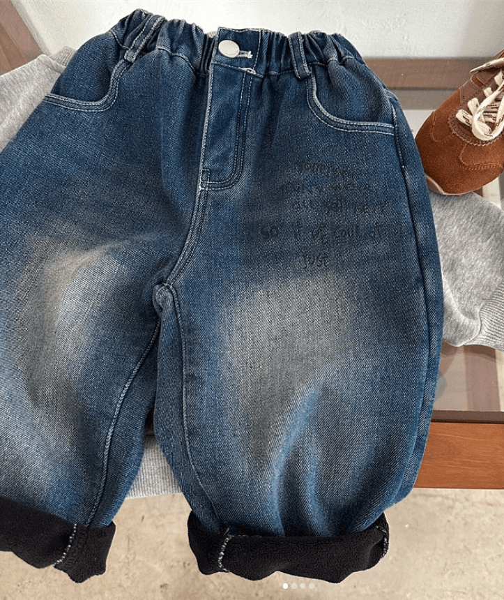 Штаны джинсовые детские цвет болотно-синий