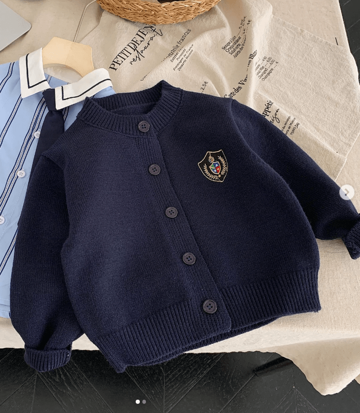 Кардиган детский синий с орнаментом