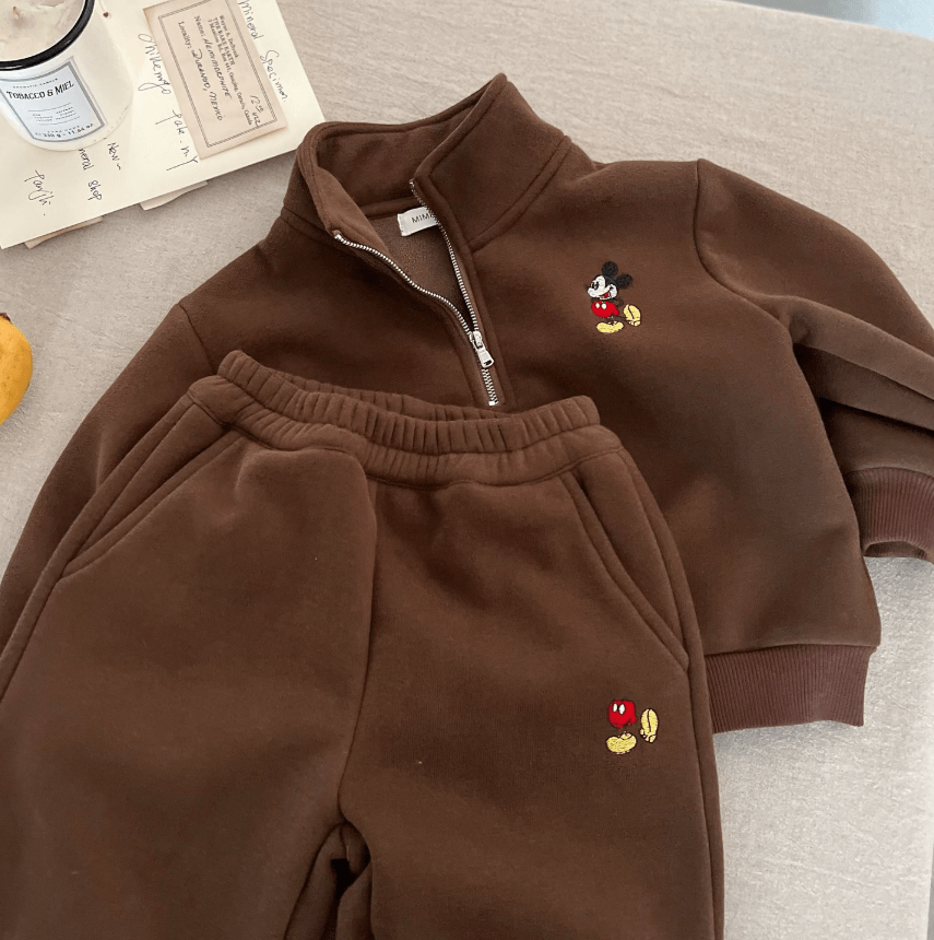 Двойка толстовка+штаны с Микки Маусом детский коричневый