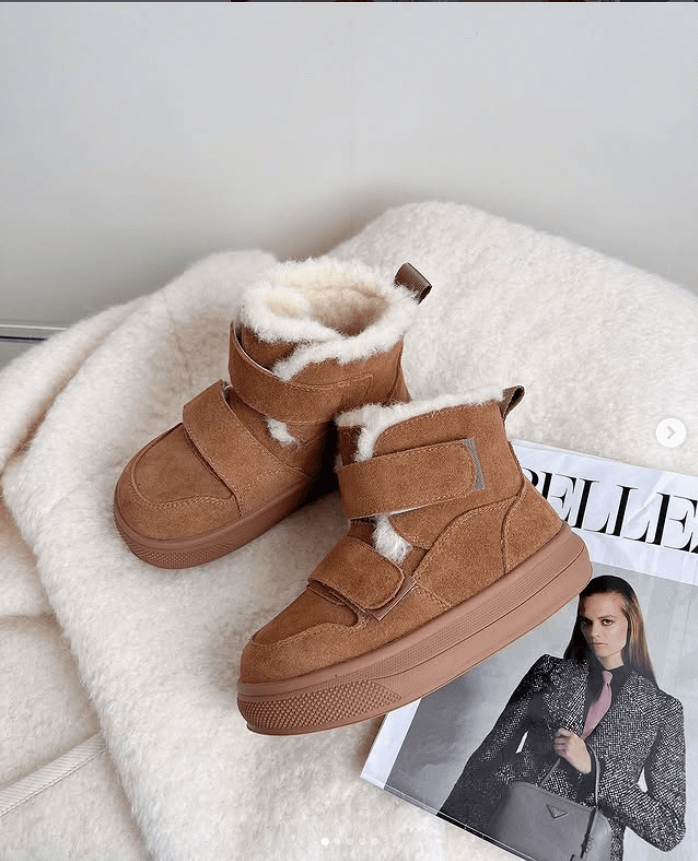 Сапоги-угги на липучках детский светло-коричневый