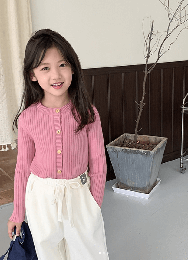 Кофта для девочки на пуговицах однотонная ткань лапша розовая