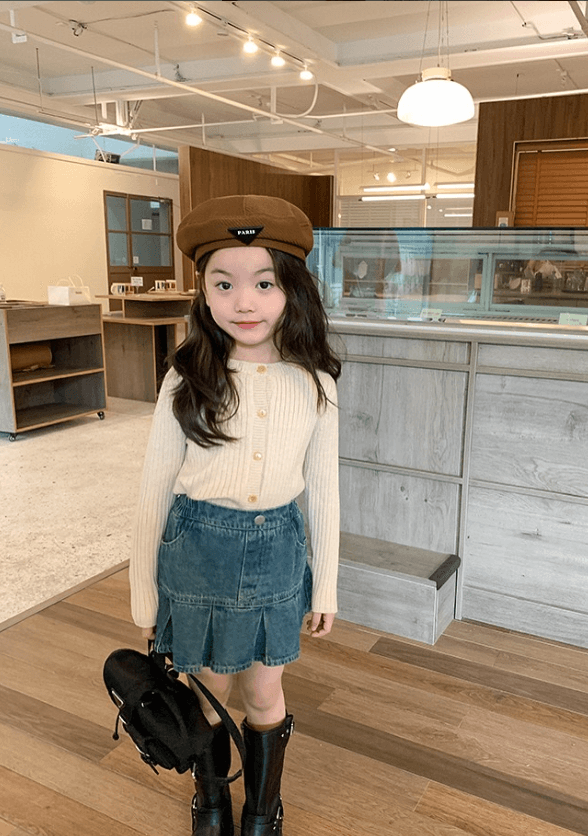 Кофта для девочки на пуговицах однотонная ткань лапша бежевая