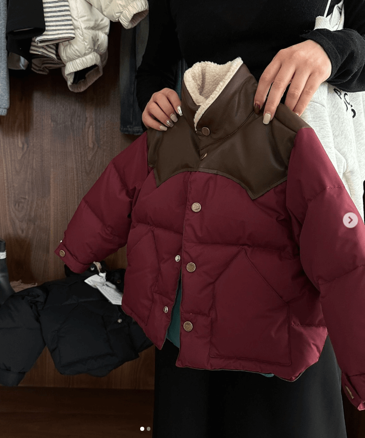 Куртка детская бордовая с коричневой вставкой без капюшона