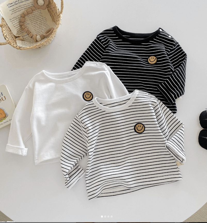 Тонкие кофточки детские в полоску со смайликом