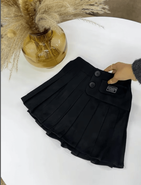 Юбка-шотландка для девочек цвет черный однотонный