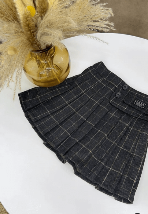 Юбка-шотландка для девочек в клетку цвет серый