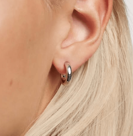 Серьги кольца Серебро 925 пробы маленькие круглые / Диаметр 14мм