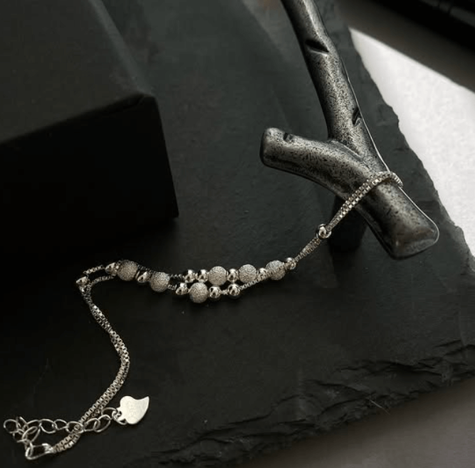 Двойной браслет с матовым финишем / Серебро 925 пробы /