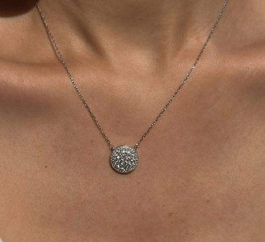 Колье женское с круглым кулоном / материал : серебро 925 пробы + камни микро цирконы ✨