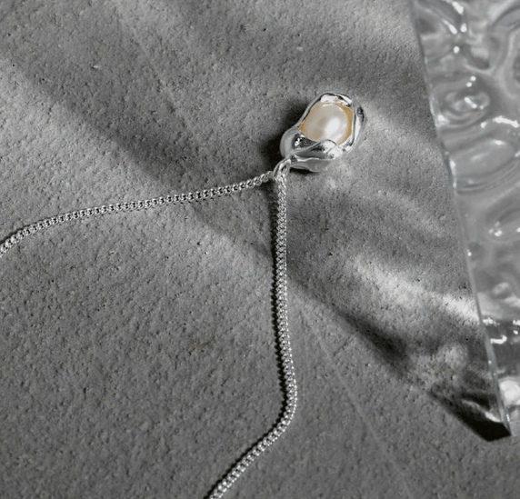 Ожерелье и подвески из Серебро 925 пробы новые простые нерегулярные подвески с инкрустацией из натурального  жемчуга