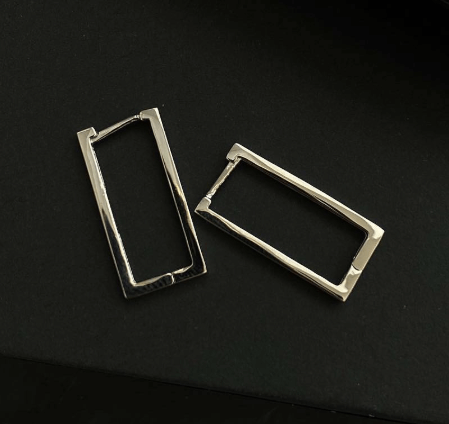 Серебро 925 пробы квадратные геометрические серьги с пряжкой для ушей / модные ювелирные изделия подарок на день рождения девушке