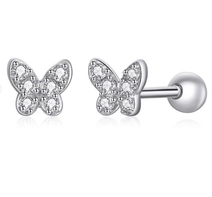 Серебреные серьги в виде бабочки / Серебро 925 пробы