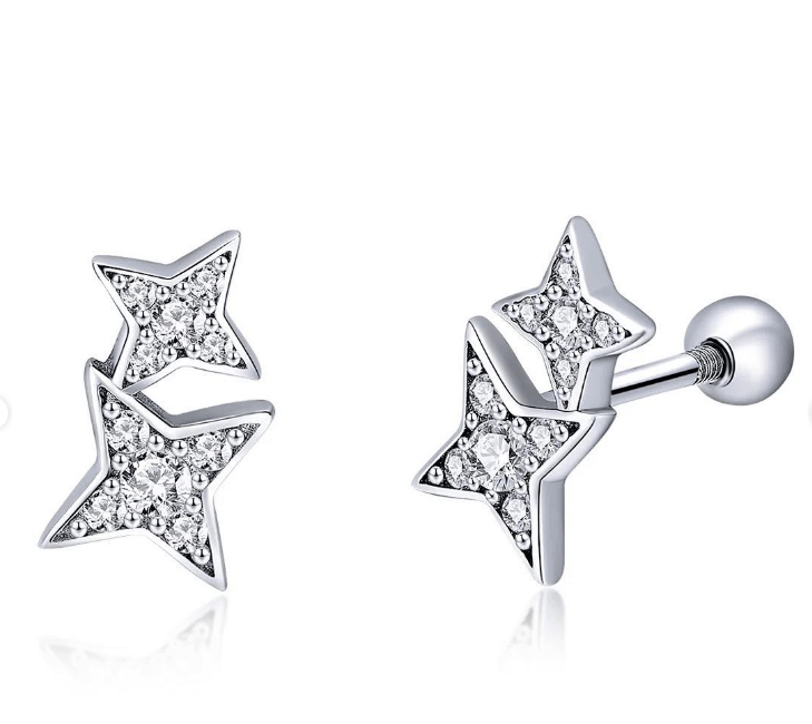 Серебро 925 пробы / Звездочки милые и минималистичные серьги