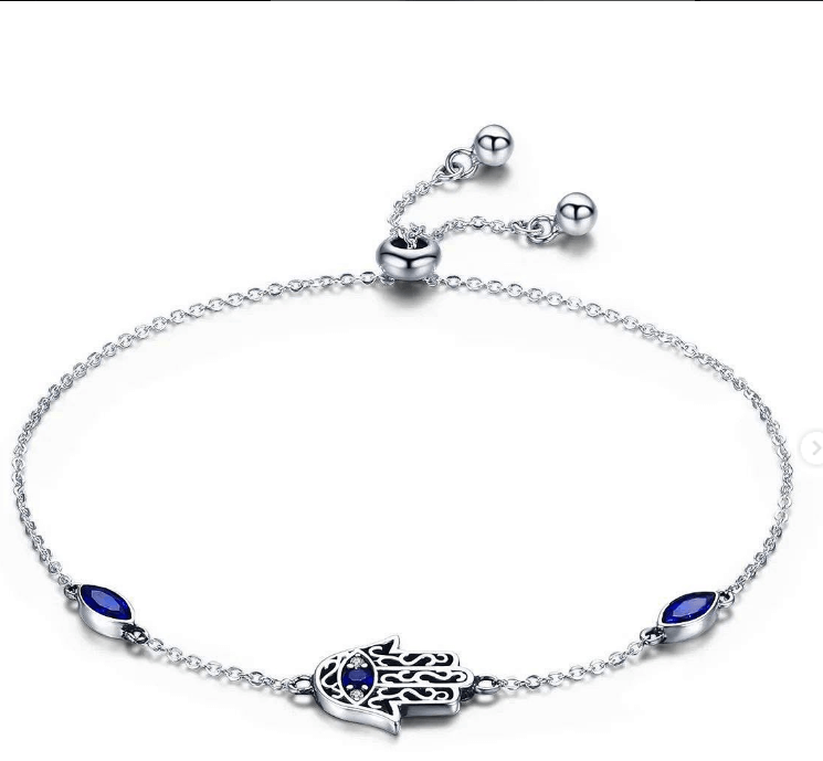 Ношение оберегов и амулетов  / Хамса браслет-цепочка  / Серебро 925 (покрытие белое золото)