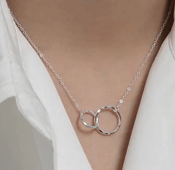 Двойное Кольцо золото кулон минималистский  / Простота высшая степень искусства / Серебро 925 пробы.