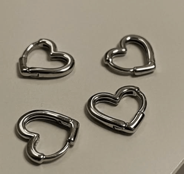 Серьги сердце Серебро 925 пробы серёжки кольца в виде сердца / Диаметр 13мм