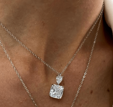 Роскошный квадратный кулон / ожерелье из Серебра 925 пробы