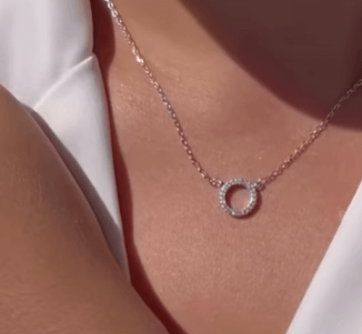 Подвеска на шею круг и цепочка / Серебро 925,цирконы