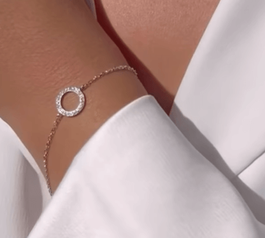 Браслет серебряный круг с камнями Серебро 925,цирконы
