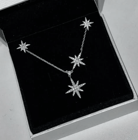 Восьмиконечное звездное ожерелье  / Серебро 925,цирконы