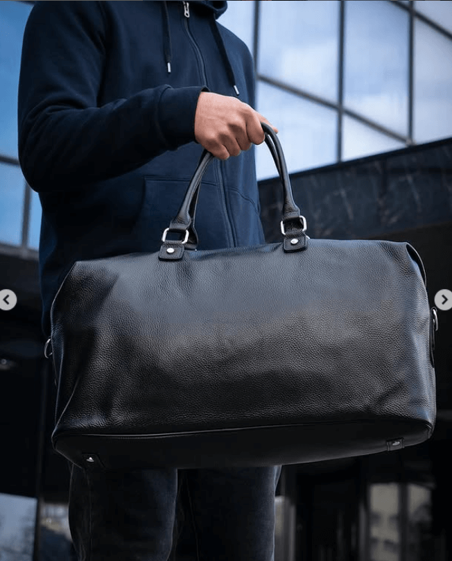 Дорожная сумка из натуральной кожи цвет черный