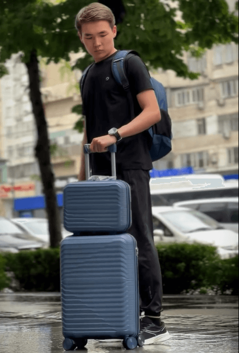 Чемодан цвет сине-серый размер L