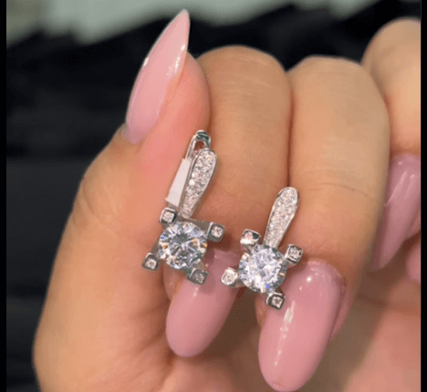 Серебряные серьги с фианитом / Серебро 925 пробы, цирконы