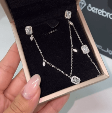 Все серебро 925 пробы, цирконы / Роскошные большие прямоугольные серьги с кристаллами