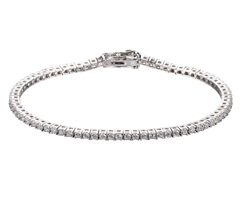 Серебро 925,вставки цирконы из муассанита теннисный браслет
