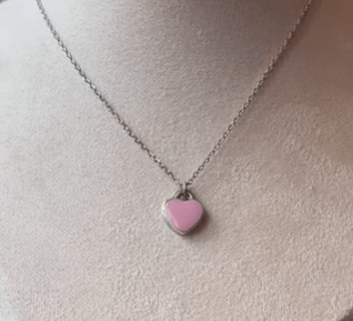 Серебряная подвеска с розовым сердцем / Из серебра 925 пробы