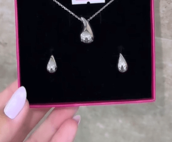 Мода капли воды ожерелье набор серьги / Серебро 925