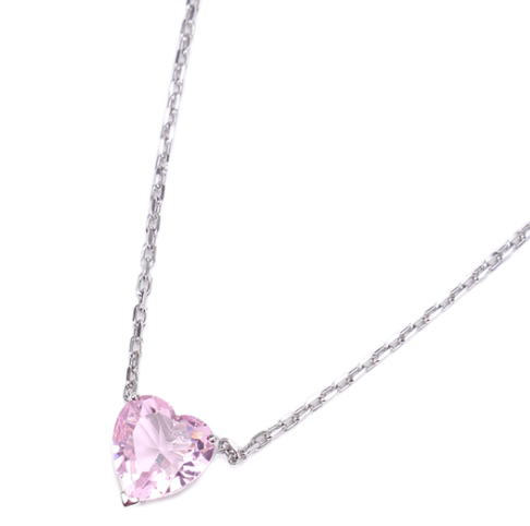 Колье серебряное Колье сердце в нежно розовой расцветке Серебро,камень циркон