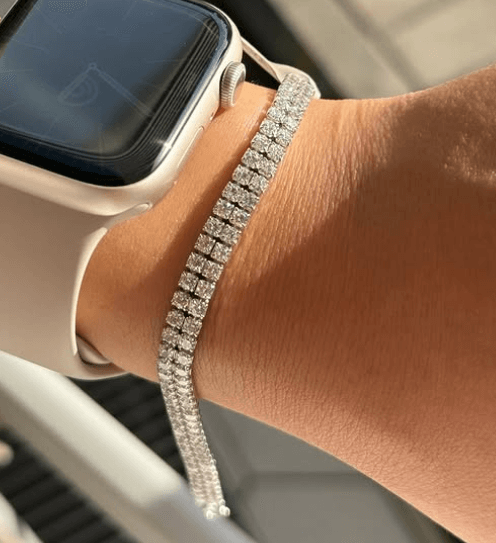 Теннисный браслет в две строчки / Серебро,камни цирконы