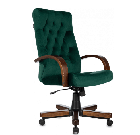 Кресло руководителя Бюрократ T-9928WALNUT тканевый зеленый